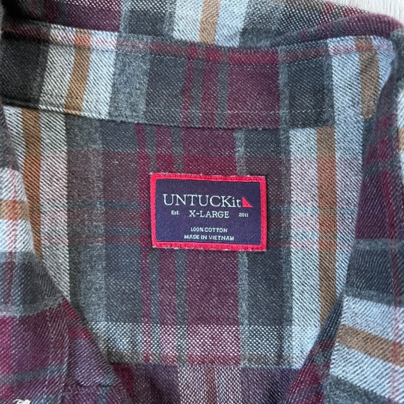 UNTUCKit Shirt Men’s 100% Cotton Greyton Flannel Button Up Long Sleeve XL - Picture 3 of 8
